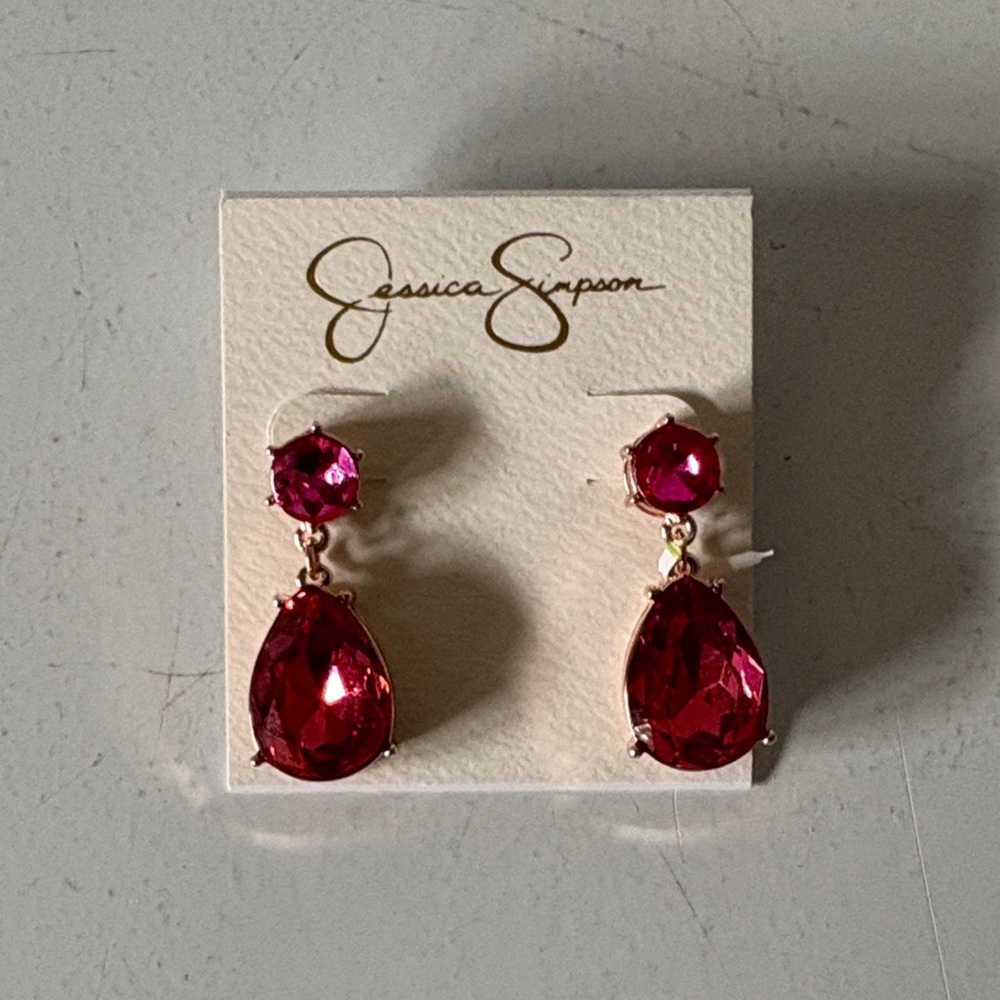 Jessica Simpson Fuchsia Gemstone Earrings